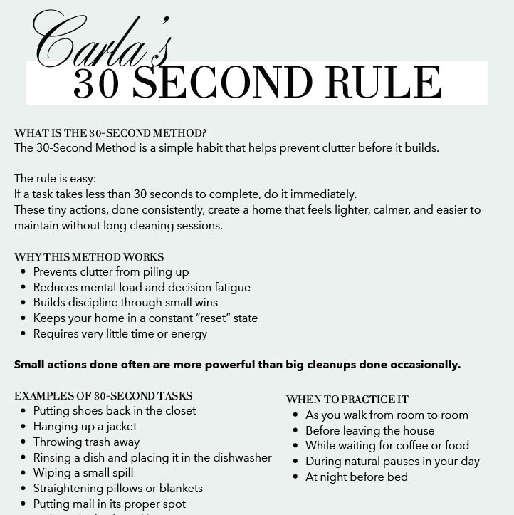 Carla's 30 Second Rule